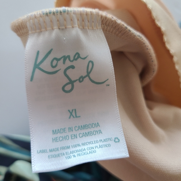 KONA SOL TROPICAL PALM ONE PIECE  BATHING SUIT SIZE XL NWOT - Picture 6 of 6